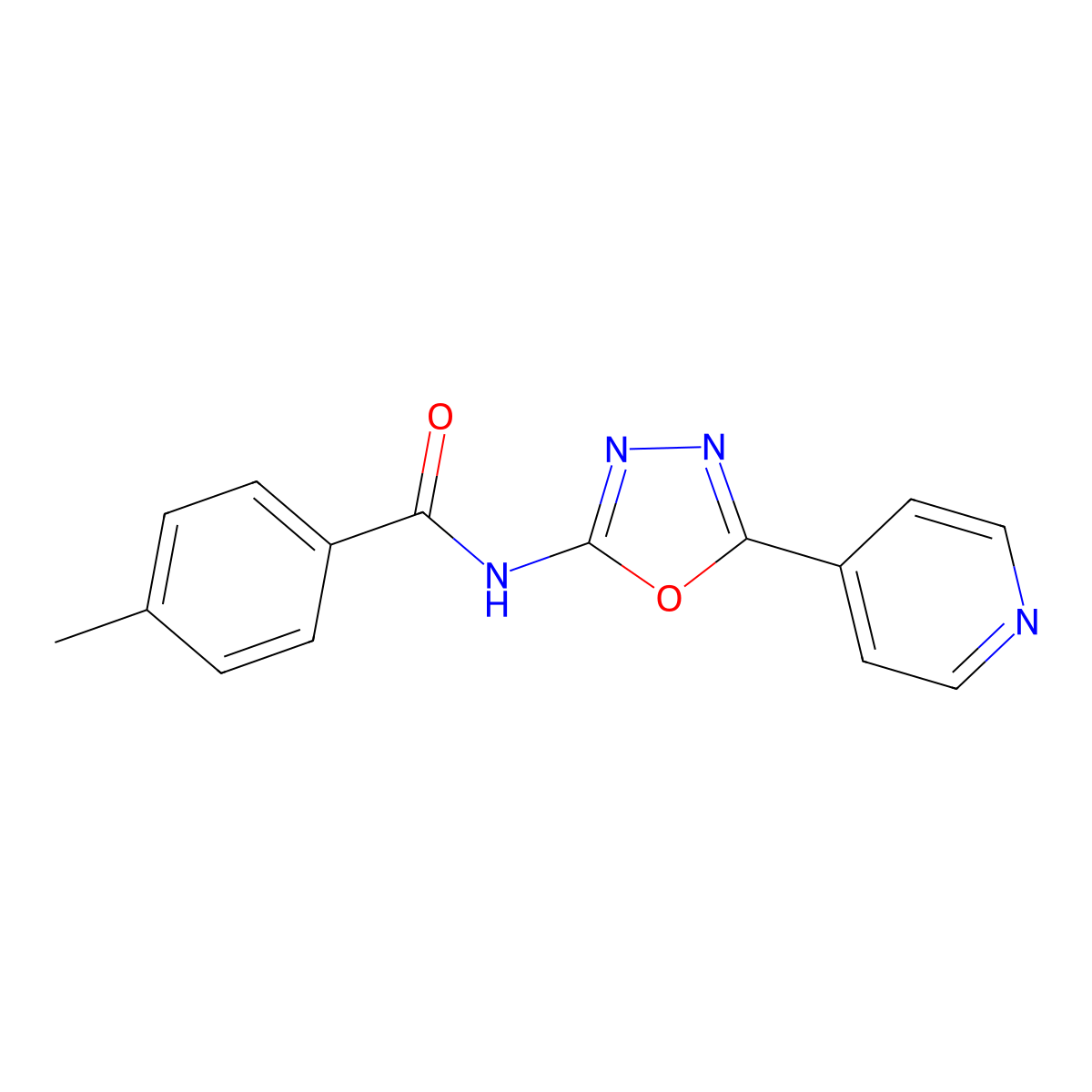 4-Methyl-N-[5-(pyridin-4-YL)-1,3,4-oxadiazol-2-YL]benzamide molecular structure, CAS 862809-88-9