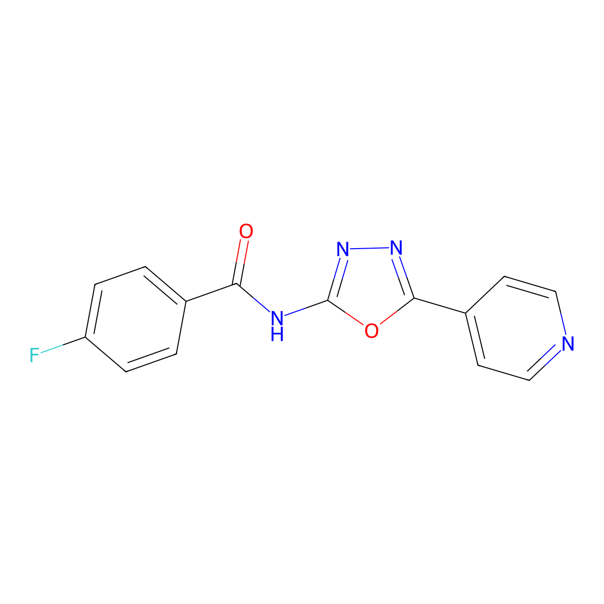 4-fluoro-N-(5-pyridin-4-yl-1,3,4-oxadiazol-2-yl)benzamide molecular structure, CAS 862809-90-3