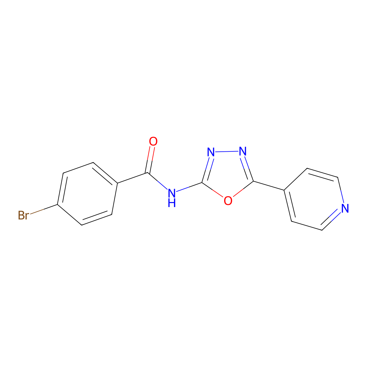 4-bromo-N-(5-(pyridin-4-yl)-1,3,4-oxadiazol-2-yl)benzamide molecular structure, CAS 862809-92-5