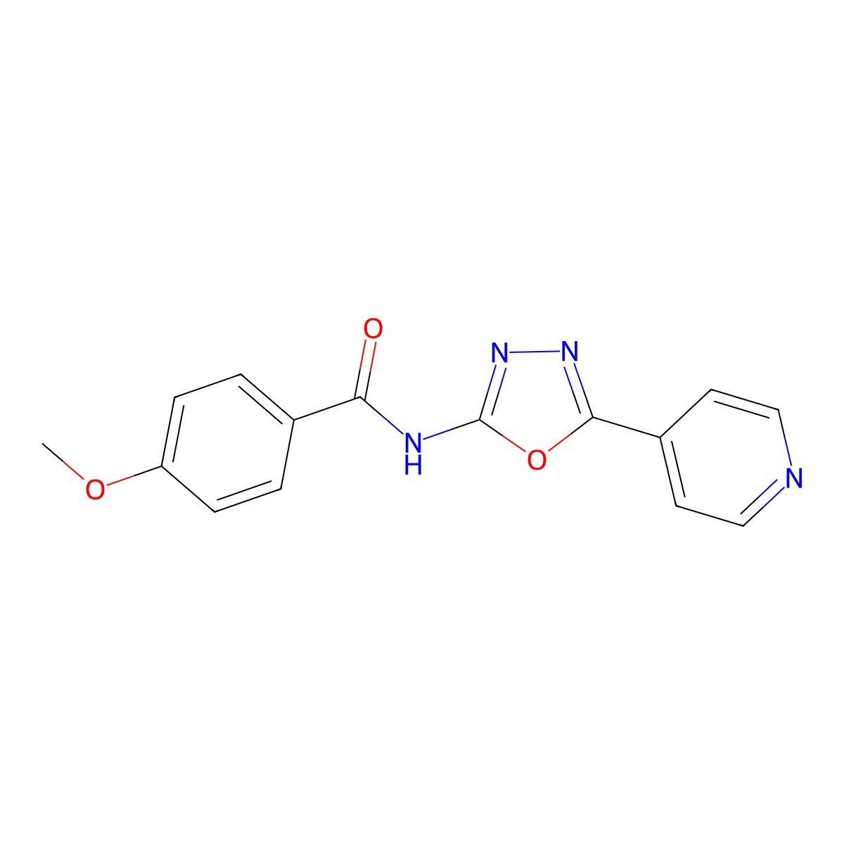 4-methoxy-N-[5-(pyridin-4-yl)-1,3,4-oxadiazol-2-yl]benzamide molecular structure, CAS 862809-94-7