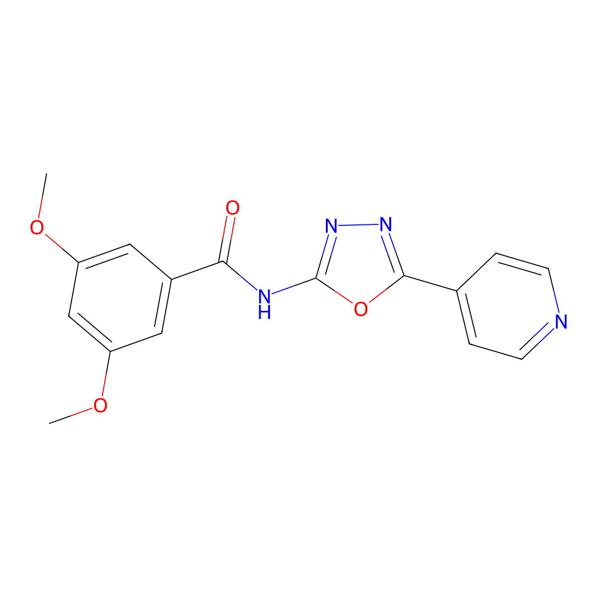 3,5-dimethoxy-N-(5-(pyridin-4-yl)-1,3,4-oxadiazol-2-yl)benzamide molecular structure, CAS 862809-95-8