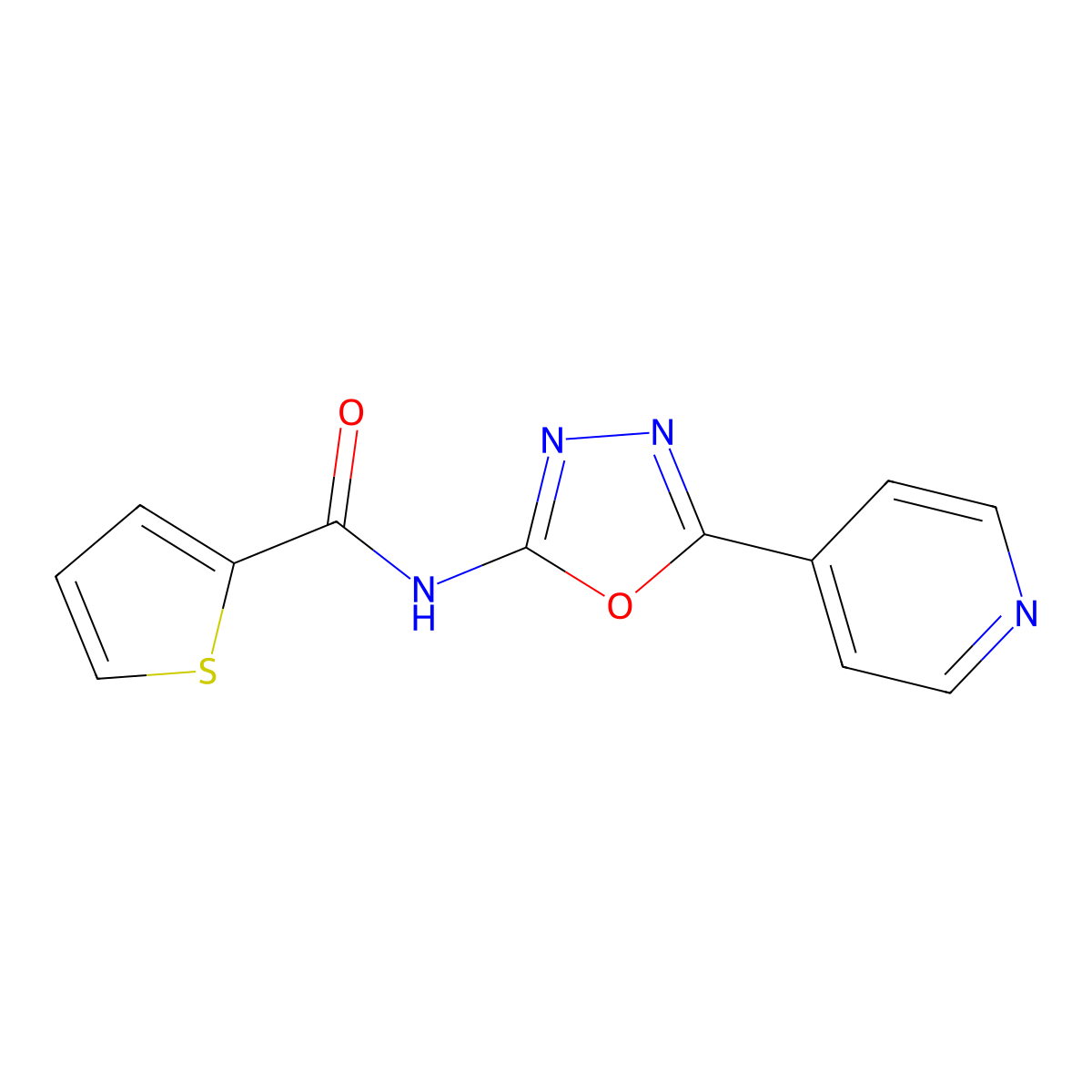 N-[5-(pyridin-4-yl)-1,3,4-oxadiazol-2-yl]thiophene-2-carboxamide molecular structure, CAS 862809-96-9