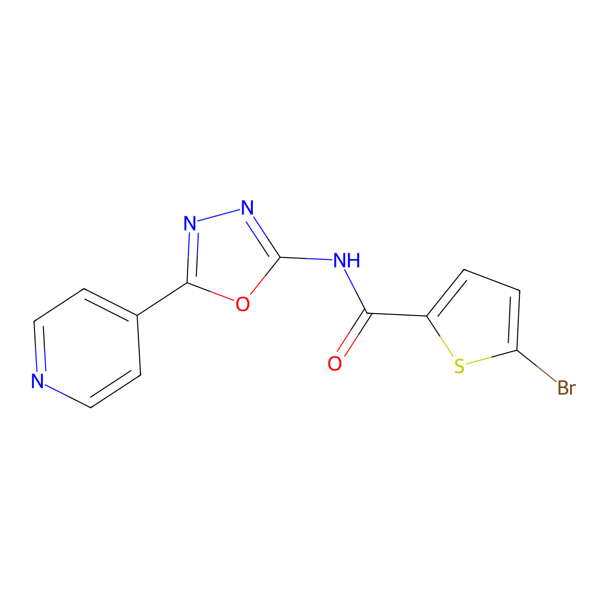 5-bromo-N-(5-pyridin-4-yl-1,3,4-oxadiazol-2-yl)-2-thiophenecarboxamide molecular structure, CAS 862809-99-2