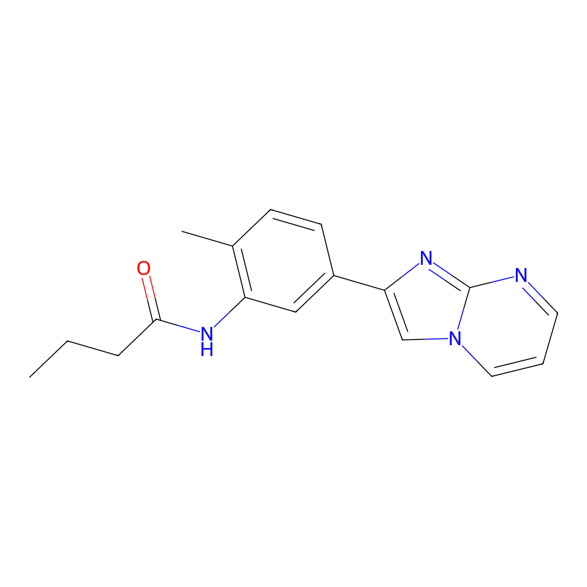 N-(5-imidazo[1,2-a]pyrimidin-2-yl-2-methylphenyl)butanamide molecular structure, CAS 862810-12-6