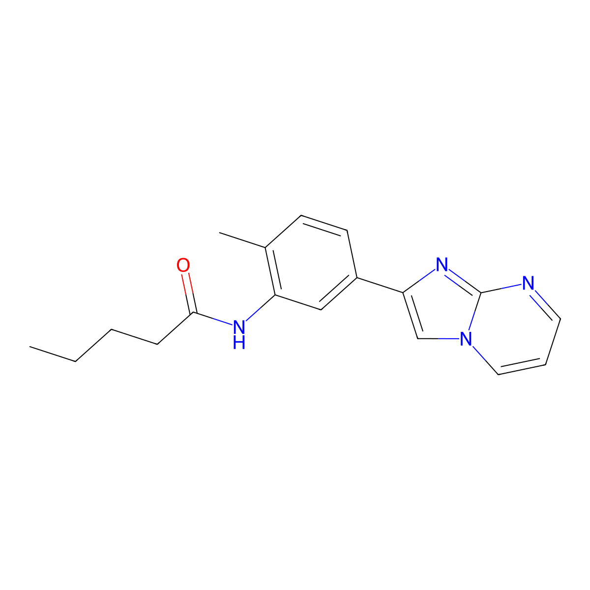 N-(5-{imidazo[1,2-a]pyrimidin-2-yl}-2-methylphenyl)pentanamide molecular structure, CAS 862810-13-7