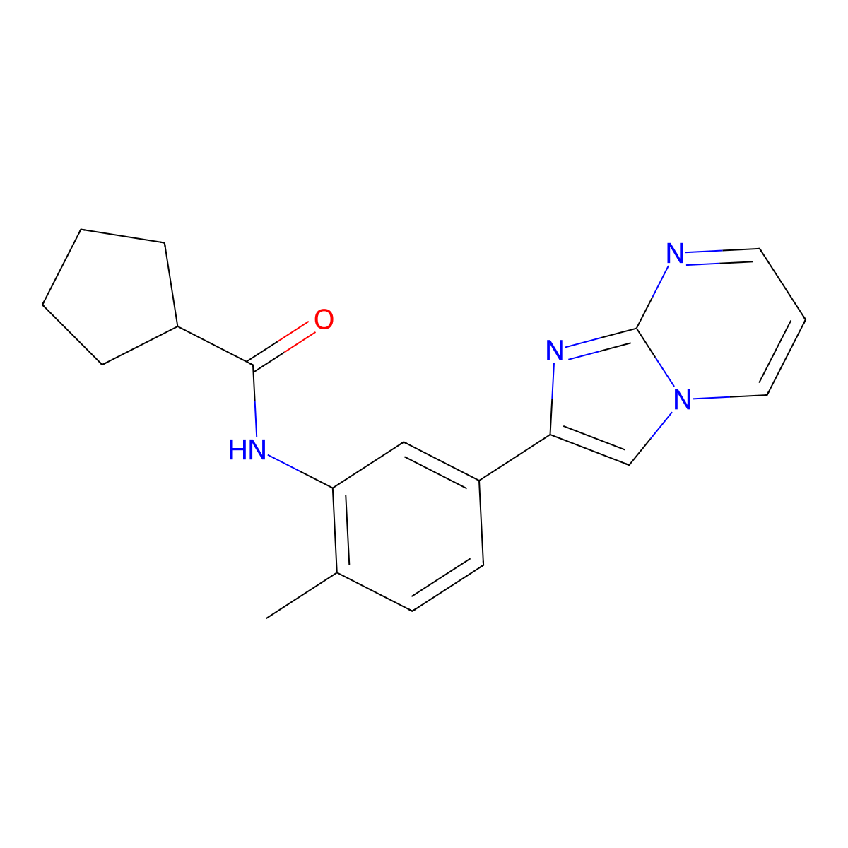 N-(5-(imidazo[1,2-a]pyrimidin-2-yl)-2-methylphenyl)cyclopentanecarboxamide molecular structure, CAS 862810-16-0