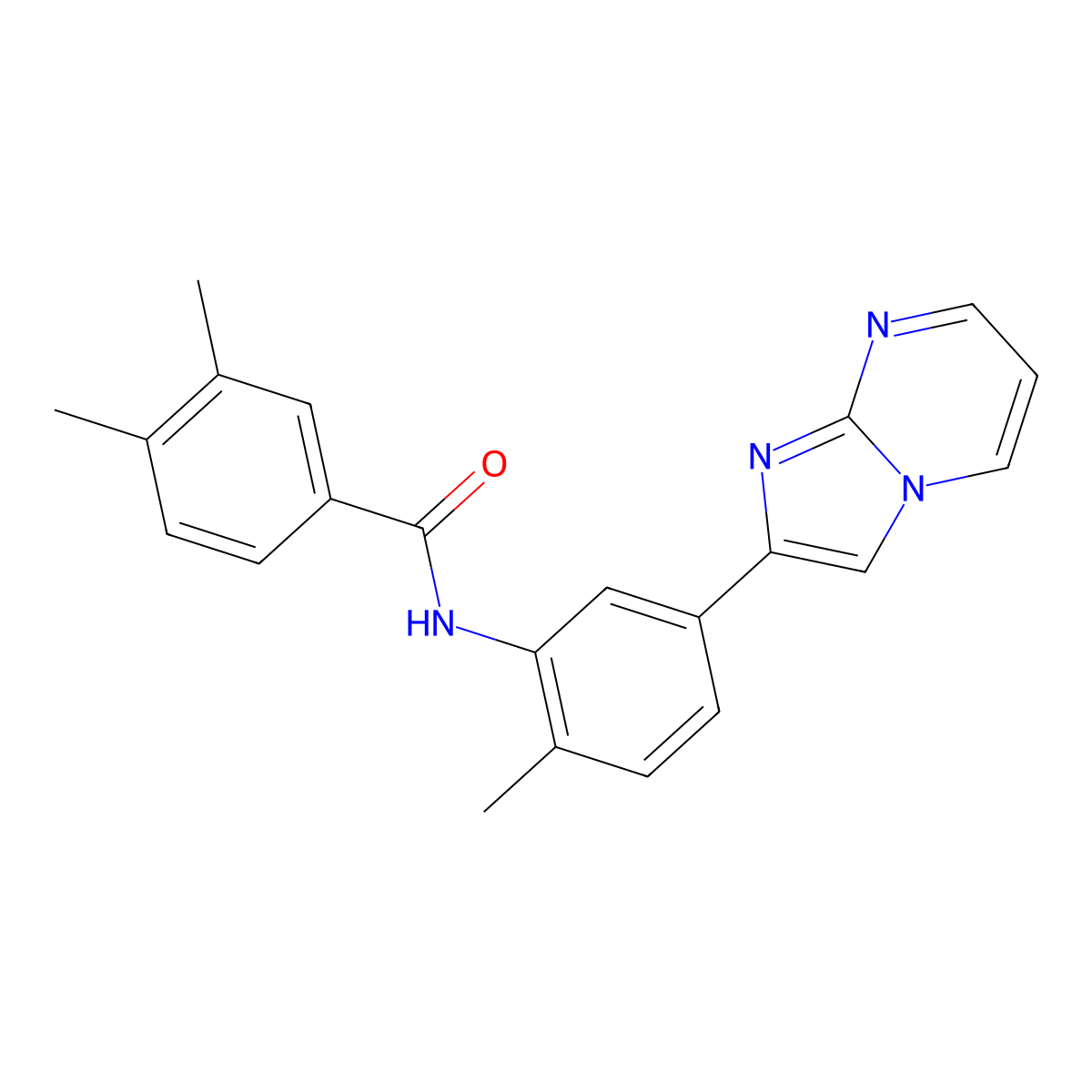 N-(5-imidazo[1,2-a]pyrimidin-2-yl-2-methylphenyl)-3,4-dimethylbenzamide molecular structure, CAS 862810-21-7