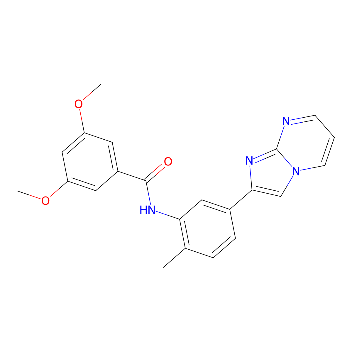 N-(5-imidazo[1,2-a]pyrimidin-2-yl-2-methylphenyl)-3,5-dimethoxybenzamide molecular structure, CAS 862810-26-2