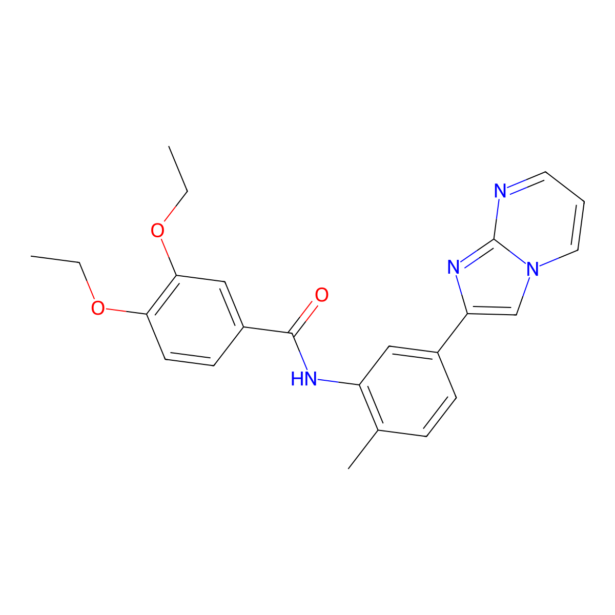 3,4-diethoxy-N-(5-(imidazo[1,2-a]pyrimidin-2-yl)-2-methylphenyl)benzamide molecular structure, CAS 862810-28-4