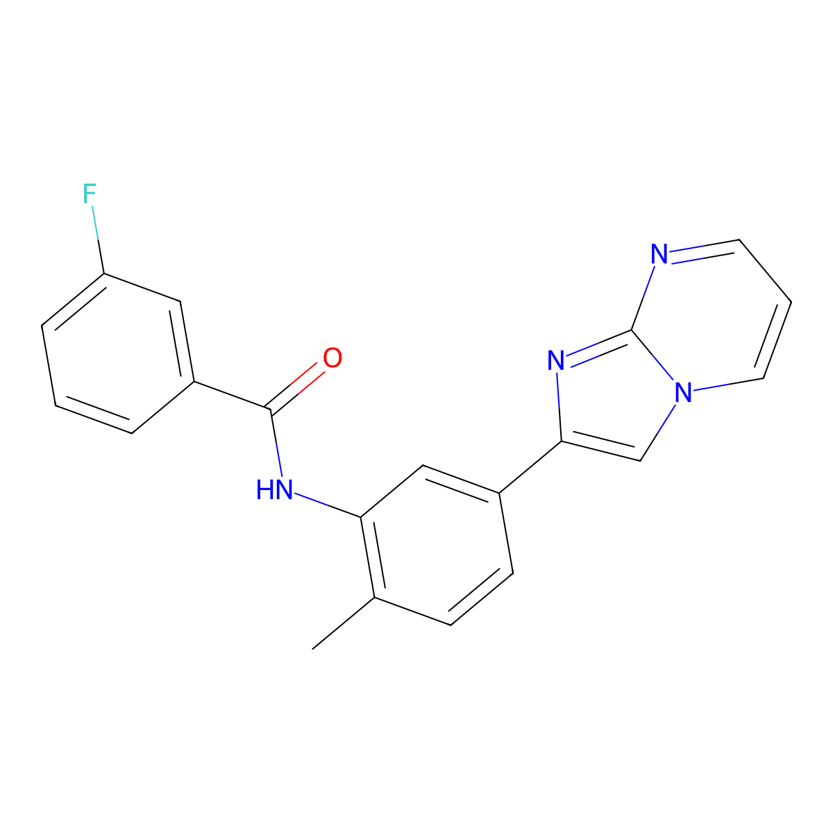 3-fluoro-N-(5-{imidazo[1,2-a]pyrimidin-2-yl}-2-methylphenyl)benzamide molecular structure, CAS 862810-31-9