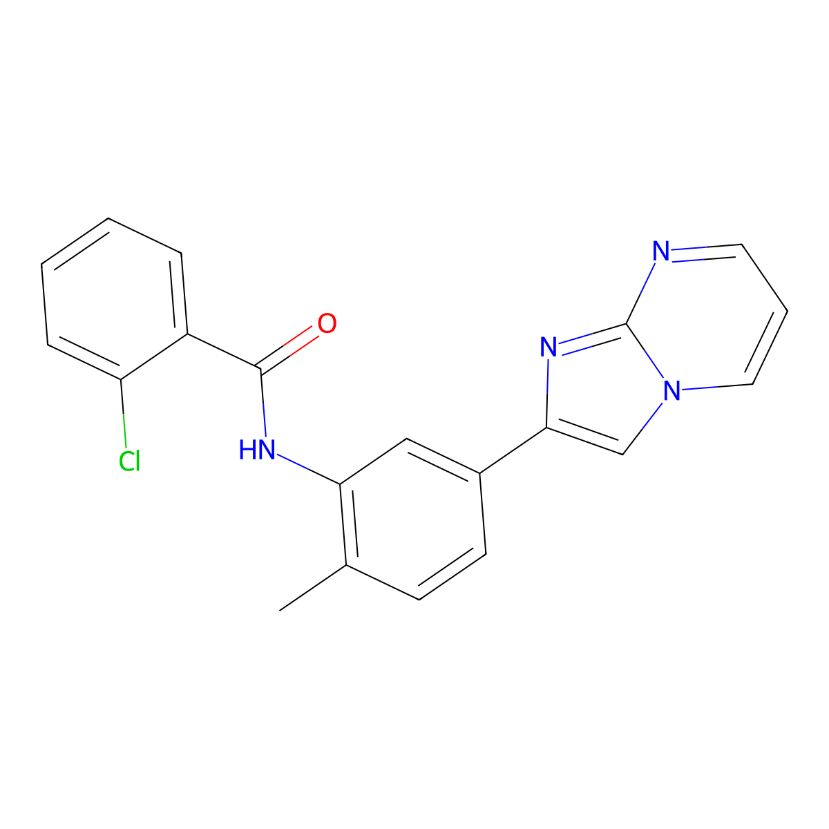 2-chloro-N-(5-imidazo[1,2-a]pyrimidin-2-yl-2-methylphenyl)benzamide molecular structure, CAS 862810-32-0