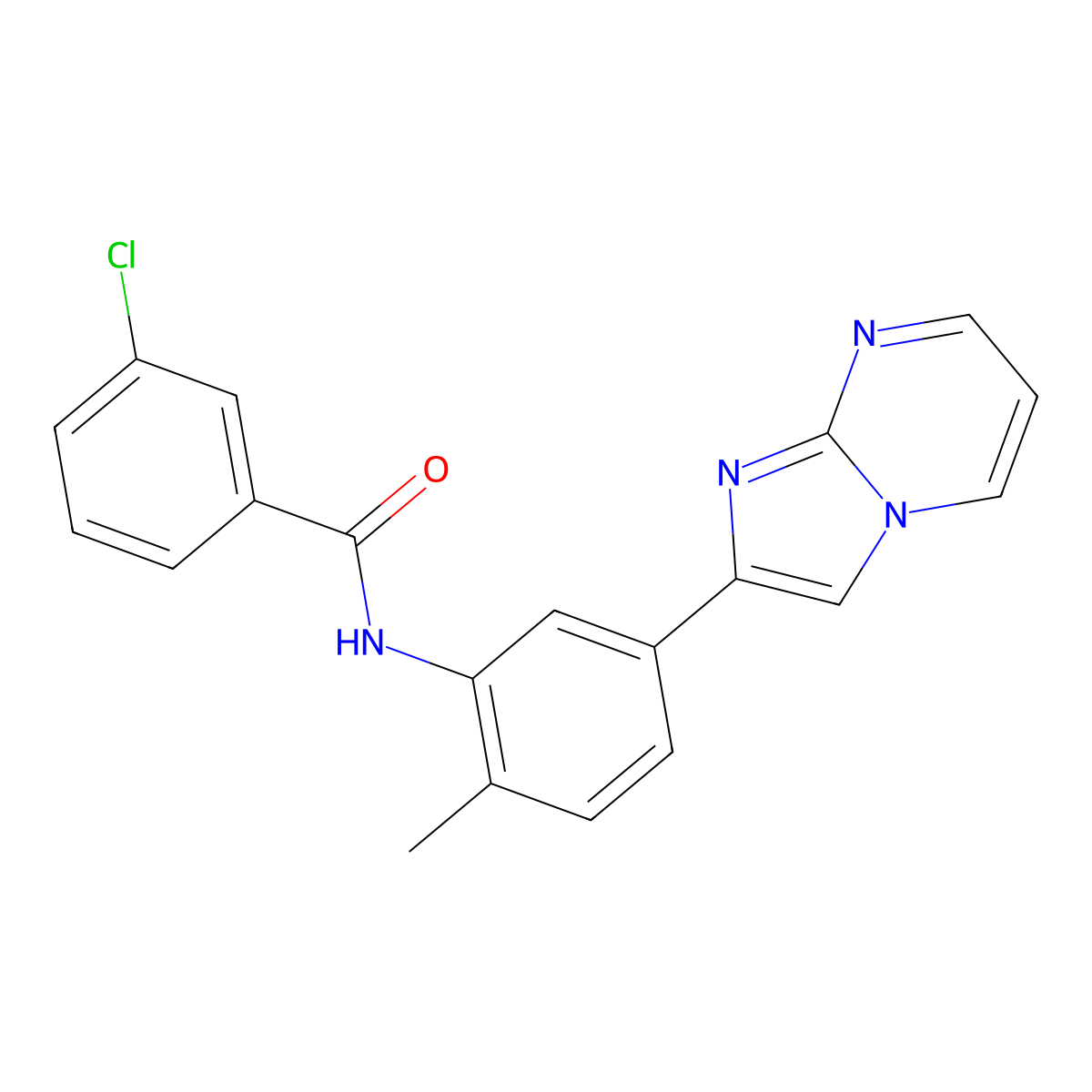 3-chloro-N-(5-{imidazo[1,2-a]pyrimidin-2-yl}-2-methylphenyl)benzamide molecular structure, CAS 862810-33-1
