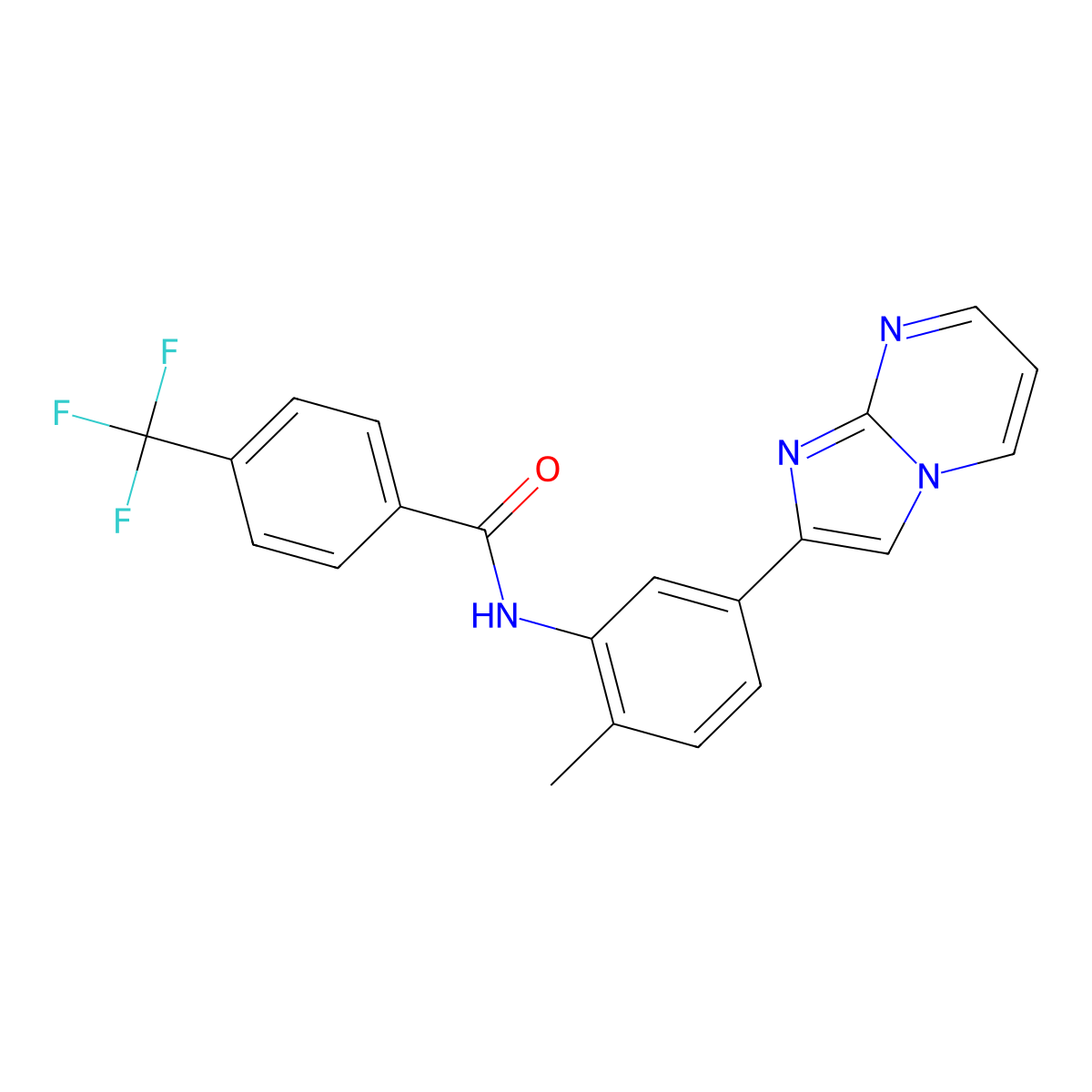 N-(5-{imidazo[1,2-a]pyrimidin-2-yl}-2-methylphenyl)-4-(trifluoromethyl)benzamide molecular structure, CAS 862810-38-6