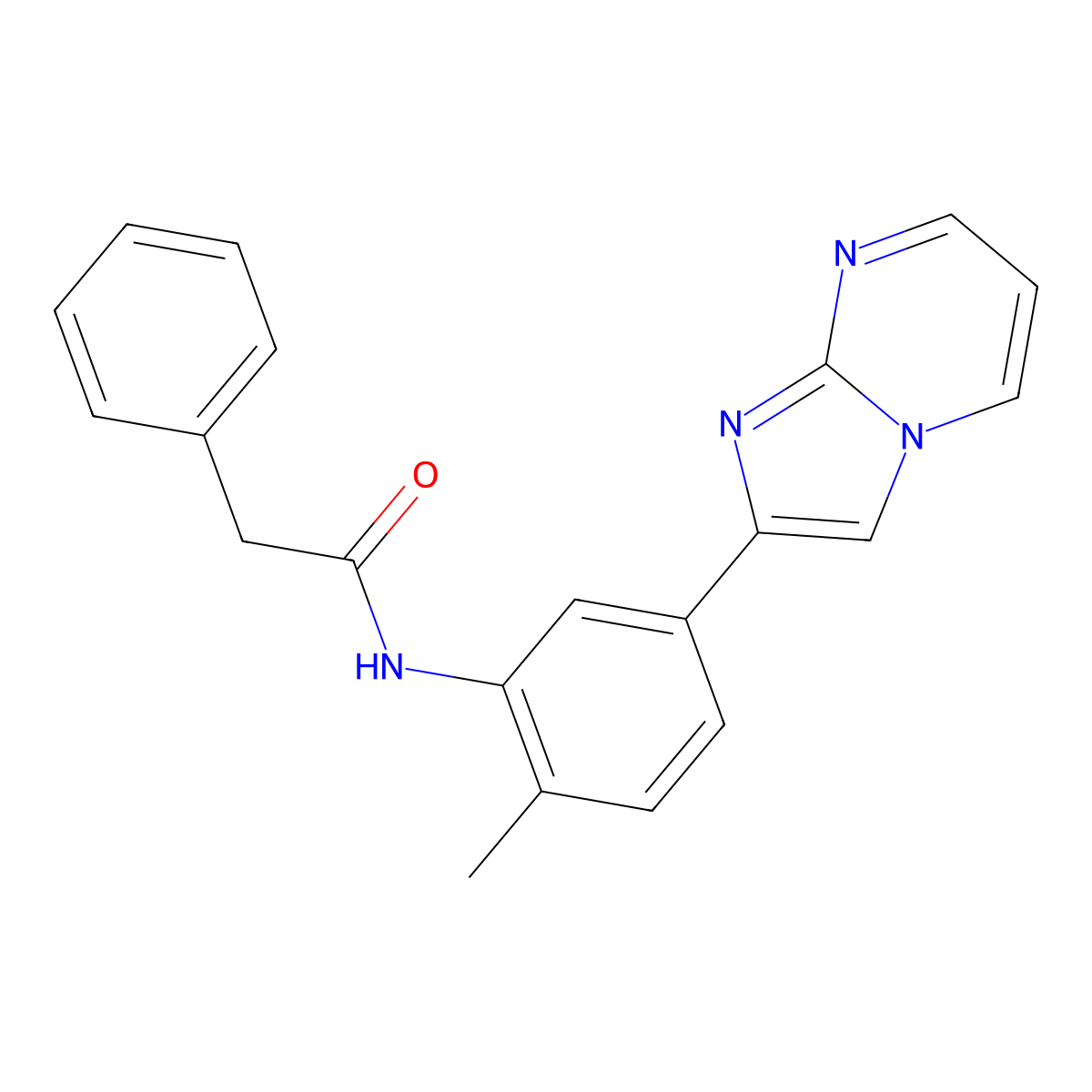 N-(5-(imidazo[1,2-a]pyrimidin-2-yl)-2-methylphenyl)-2-phenylacetamide molecular structure, CAS 862810-45-5