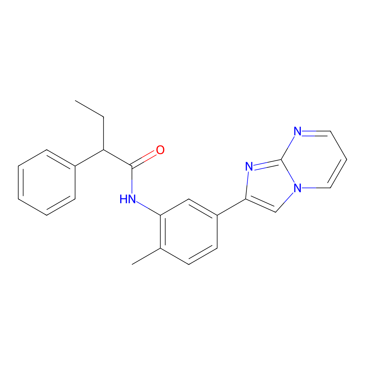 N-(5-(imidazo[1,2-a]pyrimidin-2-yl)-2-methylphenyl)-2-phenylbutanamide molecular structure, CAS 862810-50-2