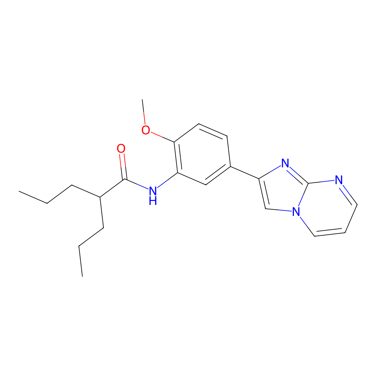 N-(5-(imidazo[1,2-a]pyrimidin-2-yl)-2-methoxyphenyl)-2-propylpentanamide molecular structure, CAS 862810-61-5
