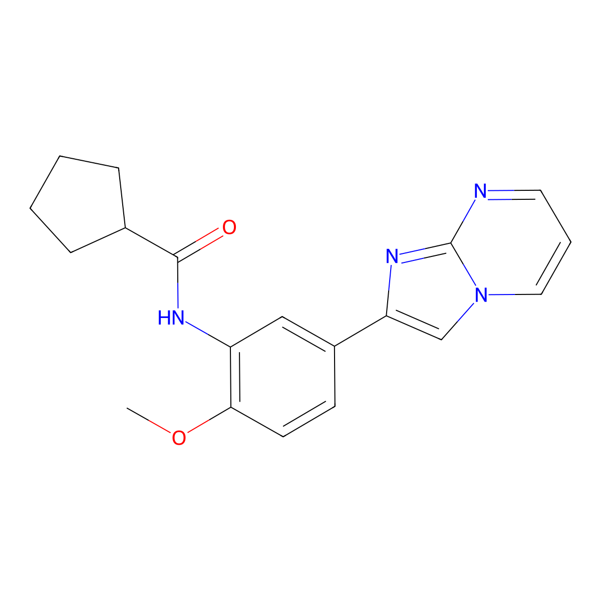N-(5-imidazo[1,2-a]pyrimidin-2-yl-2-methoxyphenyl)cyclopentanecarboxamide molecular structure, CAS 862810-62-6