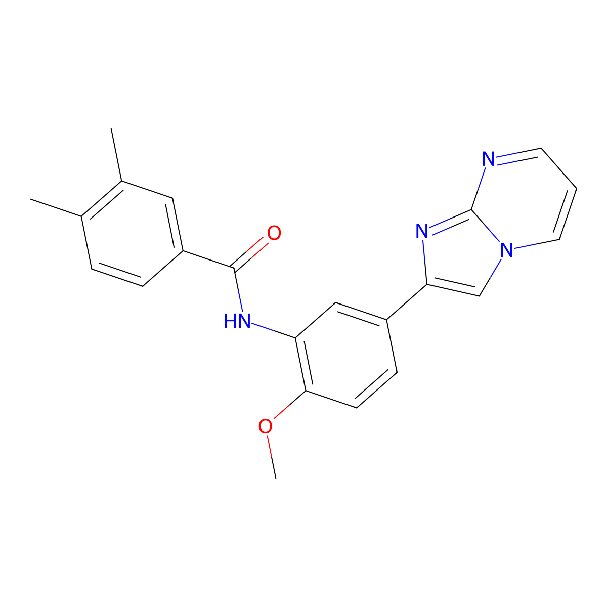 N-(5-imidazo[1,2-a]pyrimidin-2-yl-2-methoxyphenyl)-3,4-dimethylbenzamide molecular structure, CAS 862810-69-3