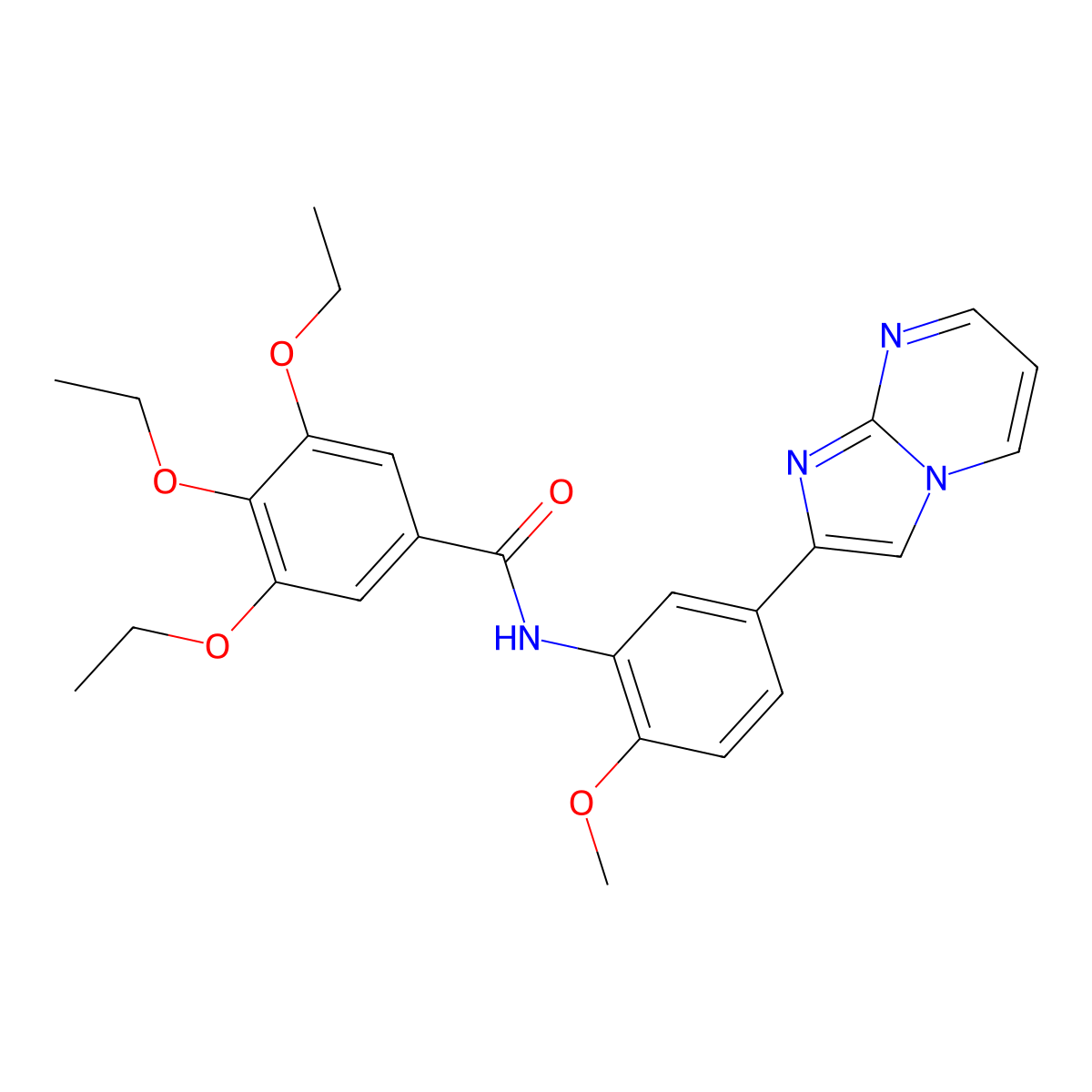 3,4,5-triethoxy-N-(5-{imidazo[1,2-a]pyrimidin-2-yl}-2-methoxyphenyl)benzamide molecular structure, CAS 862810-80-8
