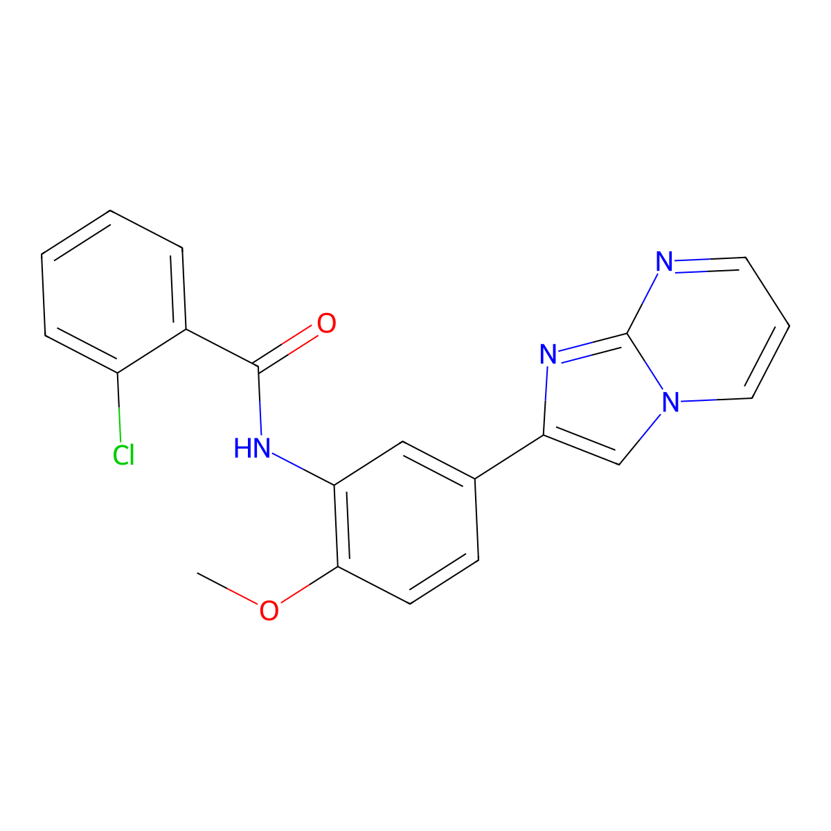 2-chloro-N-(5-imidazo[1,2-a]pyrimidin-2-yl-2-methoxyphenyl)benzamide molecular structure, CAS 862810-83-1