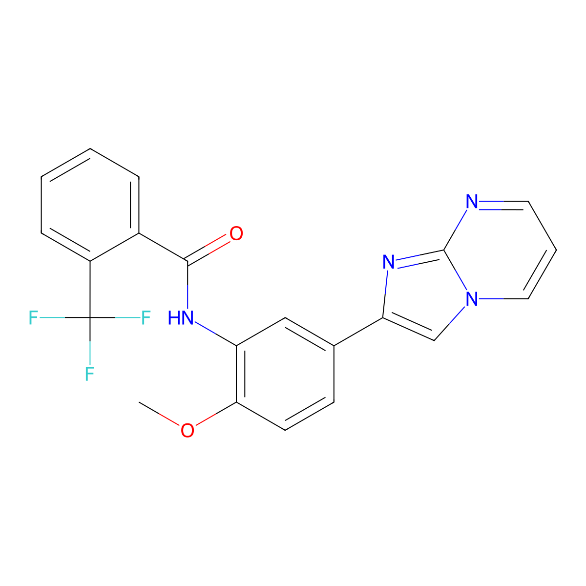 N-(5-{imidazo[1,2-a]pyrimidin-2-yl}-2-methoxyphenyl)-2-(trifluoromethyl)benzamide molecular structure, CAS 862810-91-1