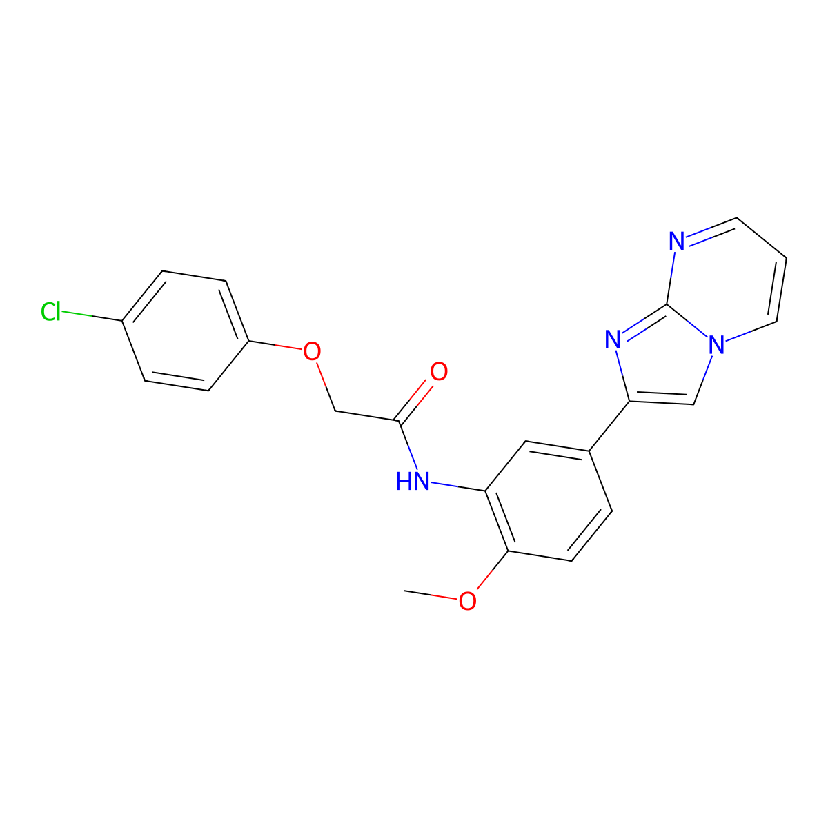 2-(4-chlorophenoxy)-N-(5-{imidazo[1,2-a]pyrimidin-2-yl}-2-methoxyphenyl)acetamide molecular structure, CAS 862810-95-5