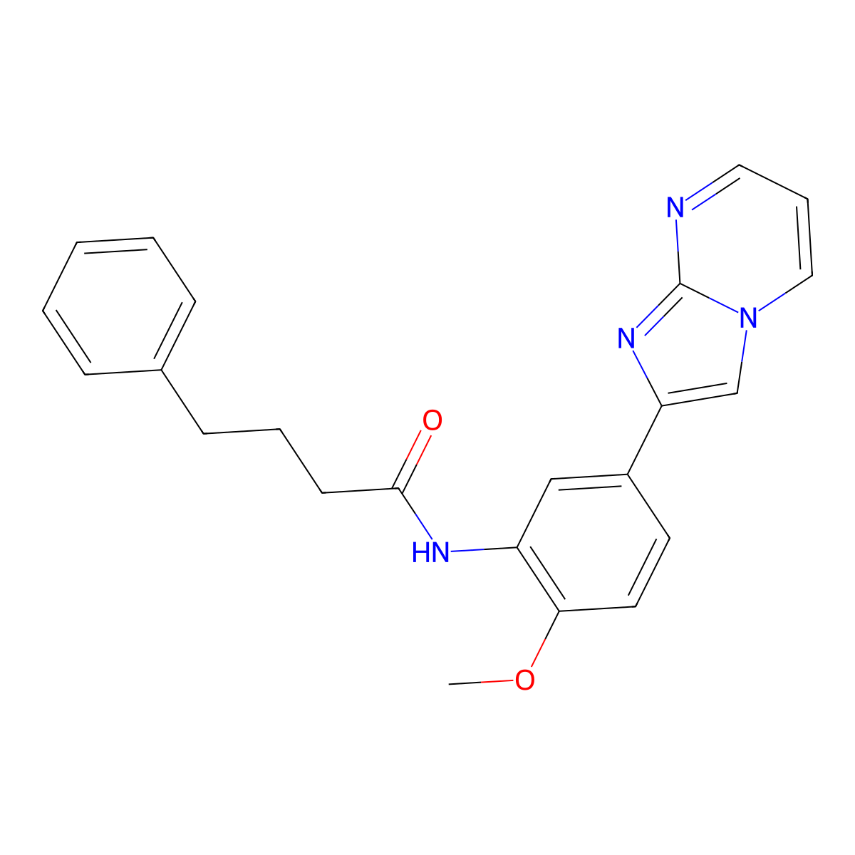 N-(5-{imidazo[1,2-a]pyrimidin-2-yl}-2-methoxyphenyl)-4-phenylbutanamide molecular structure, CAS 862811-04-9