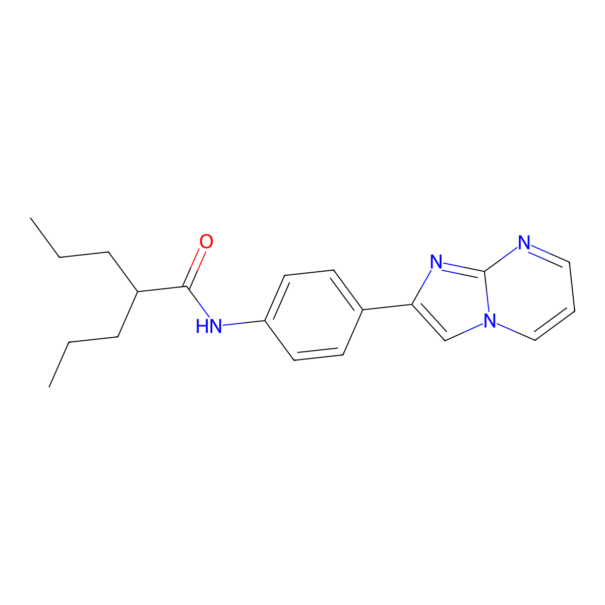 N-(4-(imidazo[1,2-a]pyrimidin-2-yl)phenyl)-2-propylpentanamide molecular structure, CAS 862811-11-8