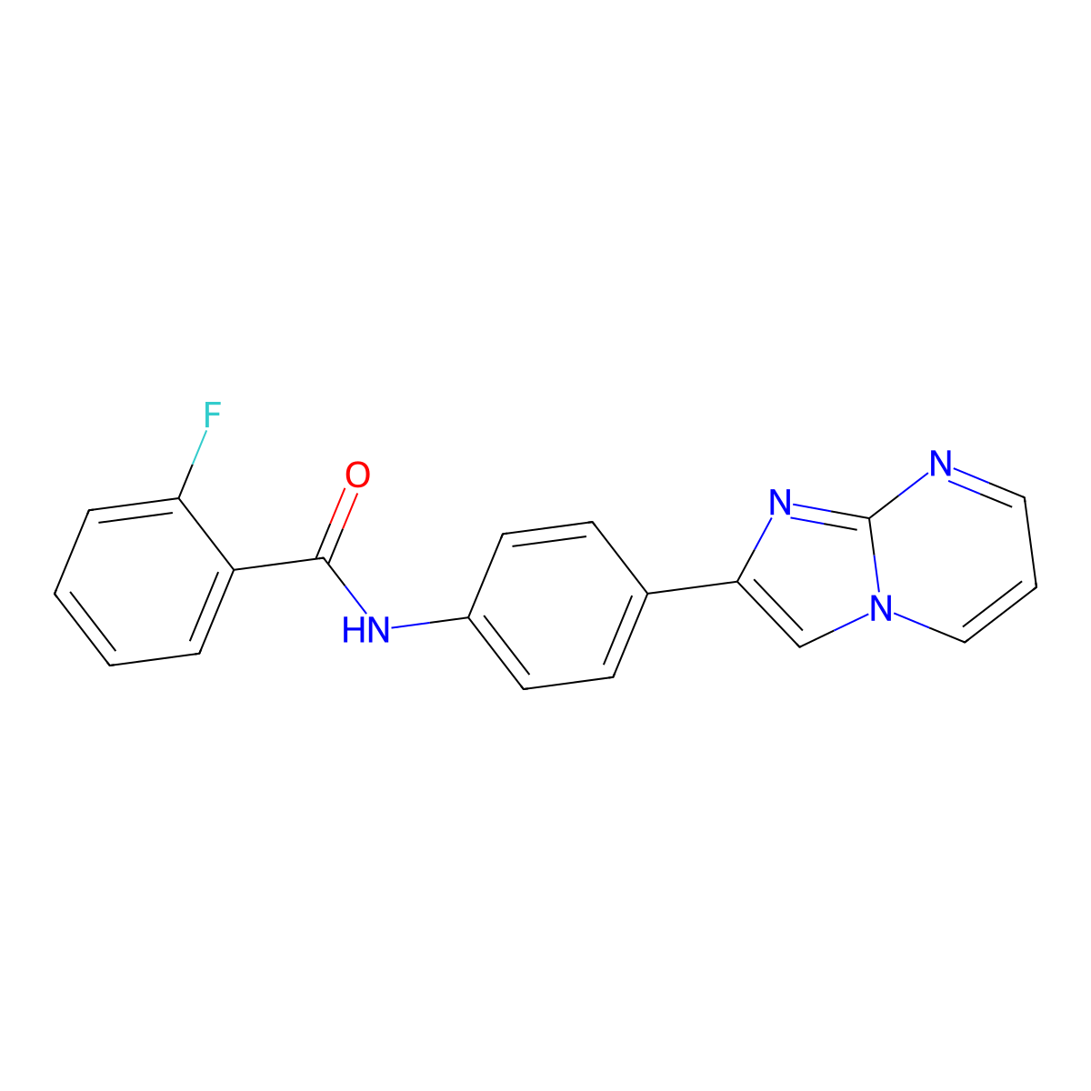 2-fluoro-N-(4-imidazo[1,2-a]pyrimidin-2-ylphenyl)benzamide molecular structure, CAS 862811-27-6