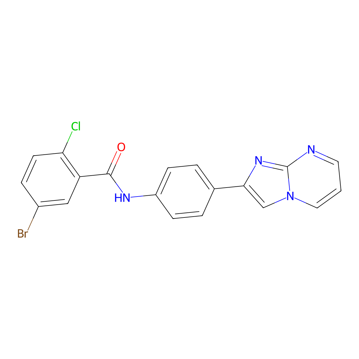 5-bromo-2-chloro-N-(4-{imidazo[1,2-a]pyrimidin-2-yl}phenyl)benzamide molecular structure, CAS 862811-33-4