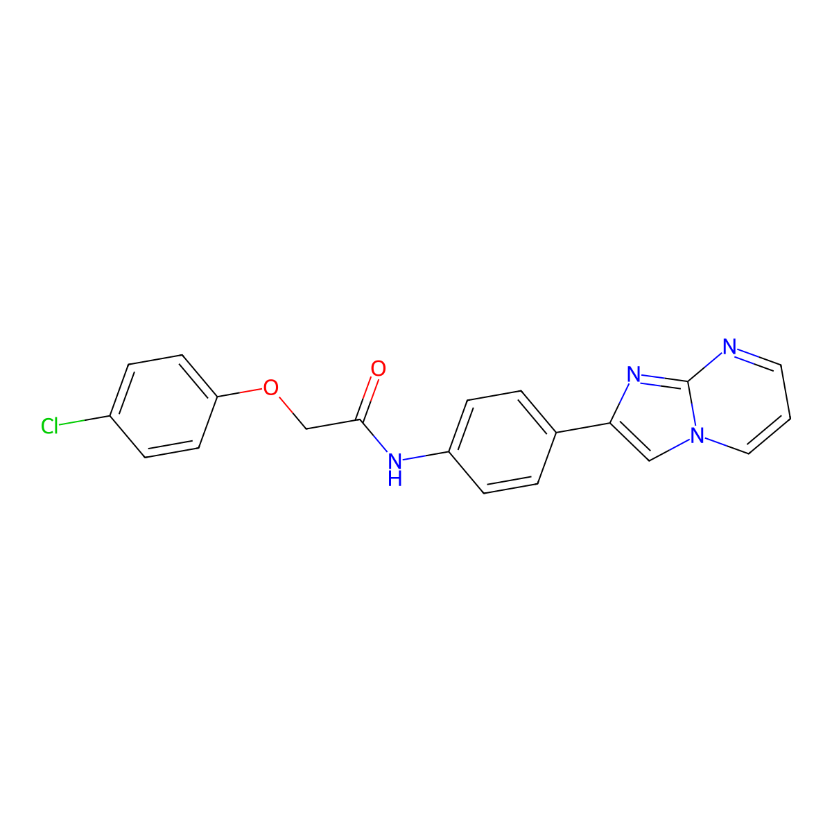 2-(4-chlorophenoxy)-N-(4-(imidazo[1,2-a]pyrimidin-2-yl)phenyl)acetamide molecular structure, CAS 862811-38-9