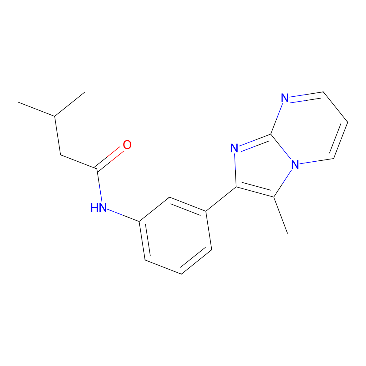 3-methyl-N-(3-(3-methylimidazo[1,2-a]pyrimidin-2-yl)phenyl)butanamide molecular structure, CAS 862811-55-0