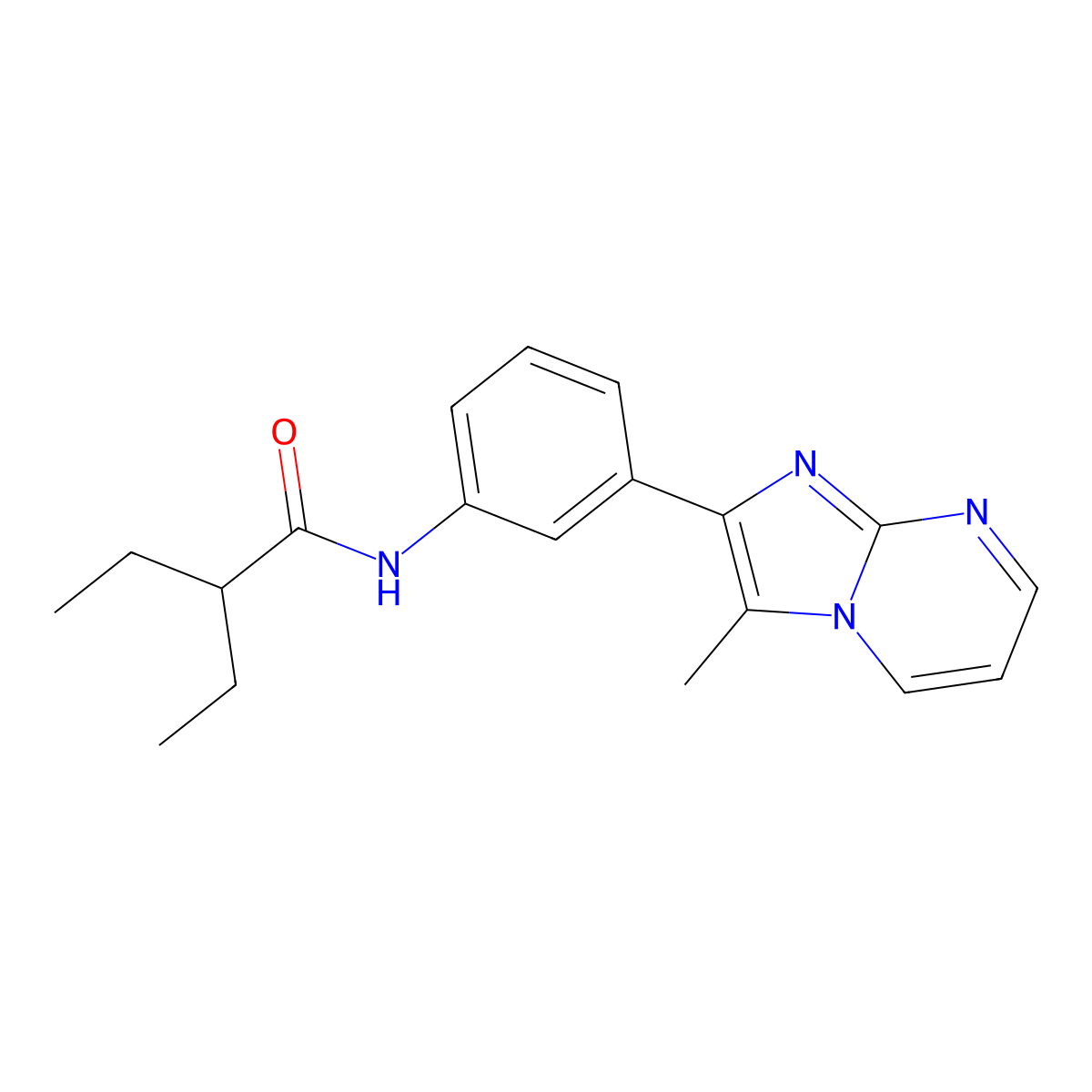2-ethyl-N-(3-(3-methylimidazo[1,2-a]pyrimidin-2-yl)phenyl)butanamide molecular structure, CAS 862811-56-1