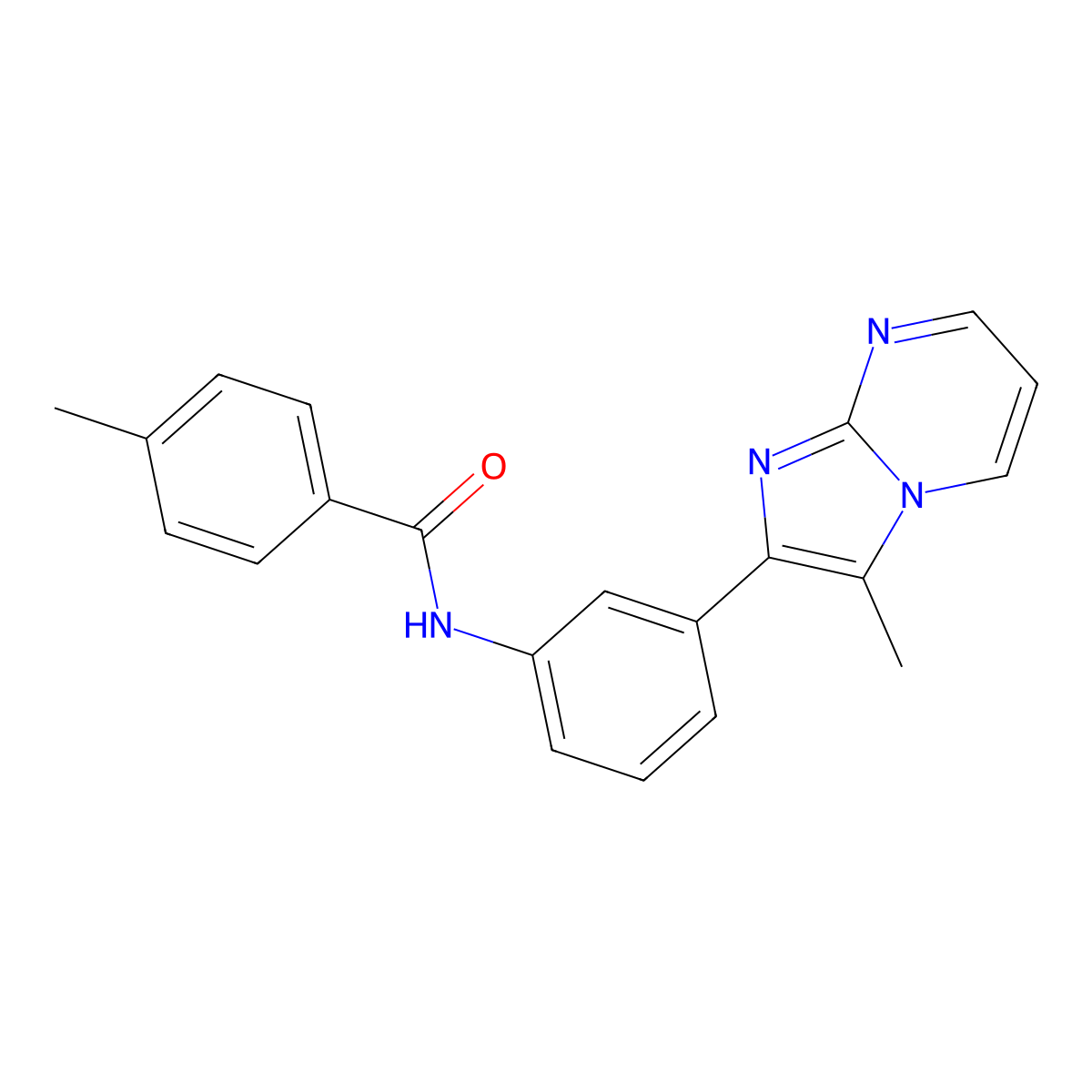 4-methyl-N-(3-(3-methylimidazo[1,2-a]pyrimidin-2-yl)phenyl)benzamide molecular structure, CAS 862811-61-8