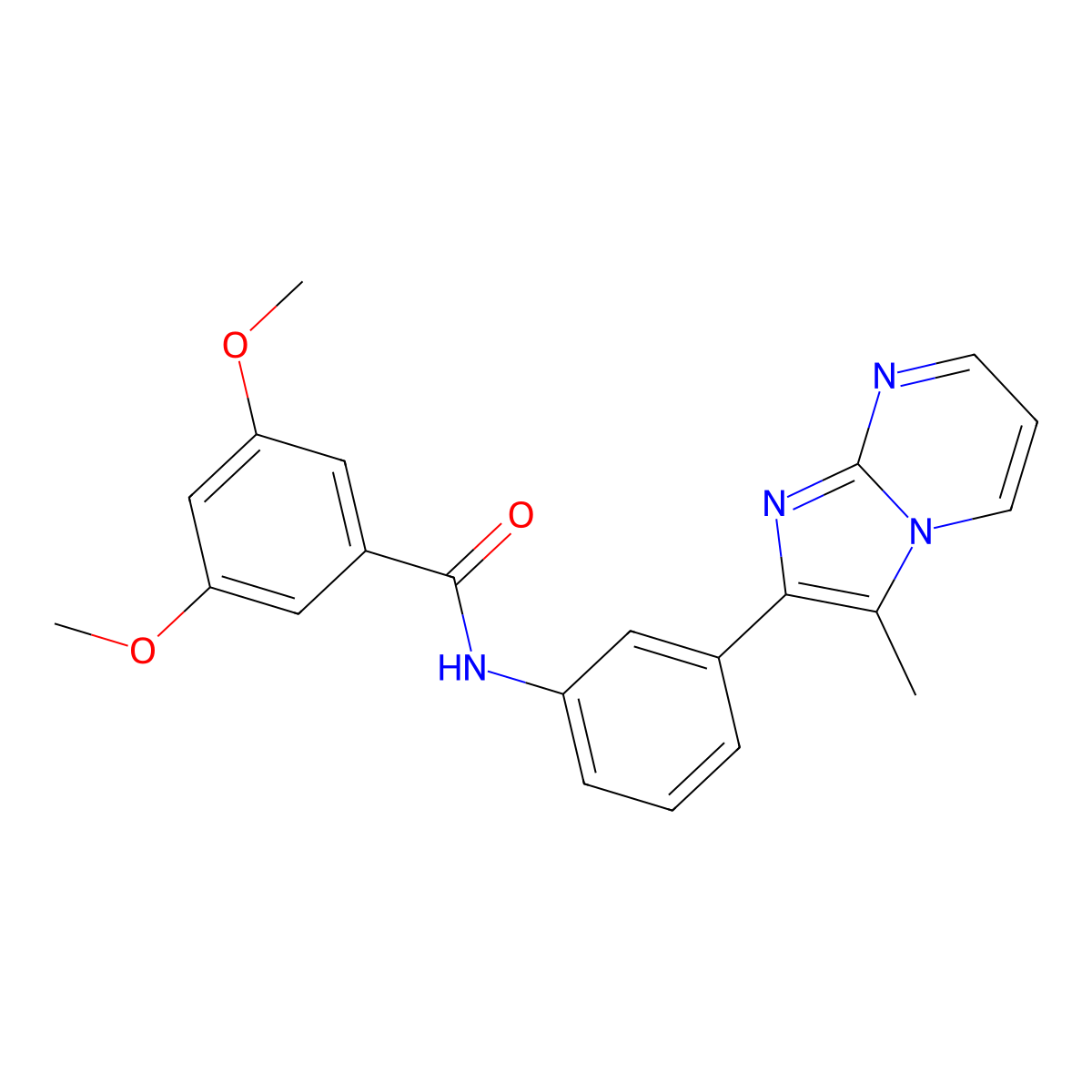 3,5-dimethoxy-N-(3-{3-methylimidazo[1,2-a]pyrimidin-2-yl}phenyl)benzamide molecular structure, CAS 862811-67-4