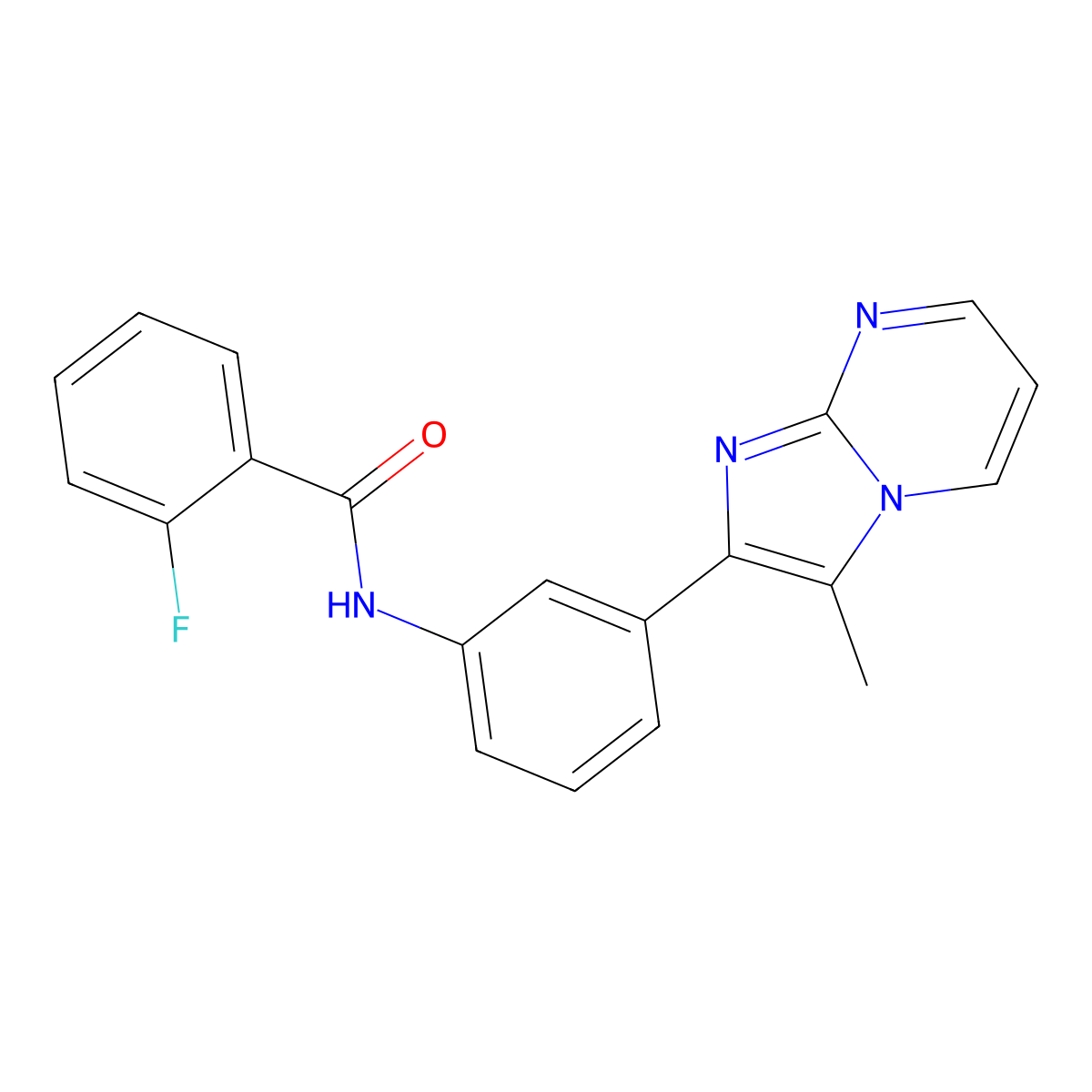 2-fluoro-N-(3-(3-methylimidazo[1,2-a]pyrimidin-2-yl)phenyl)benzamide molecular structure, CAS 862811-70-9