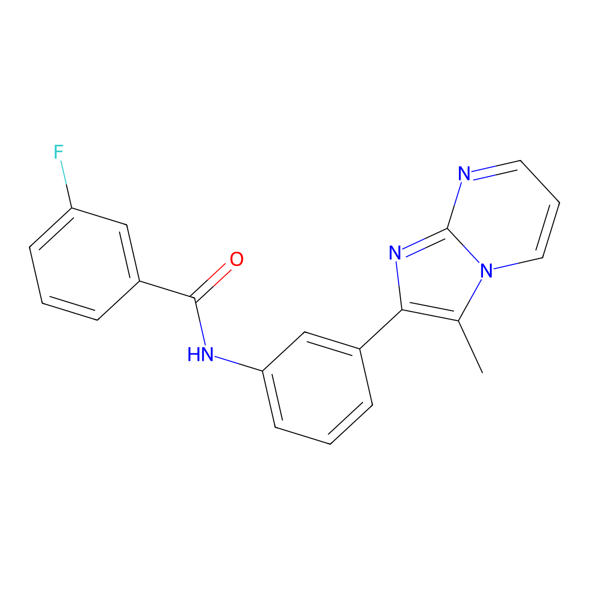3-fluoro-N-(3-(3-methylimidazo[1,2-a]pyrimidin-2-yl)phenyl)benzamide molecular structure, CAS 862811-71-0