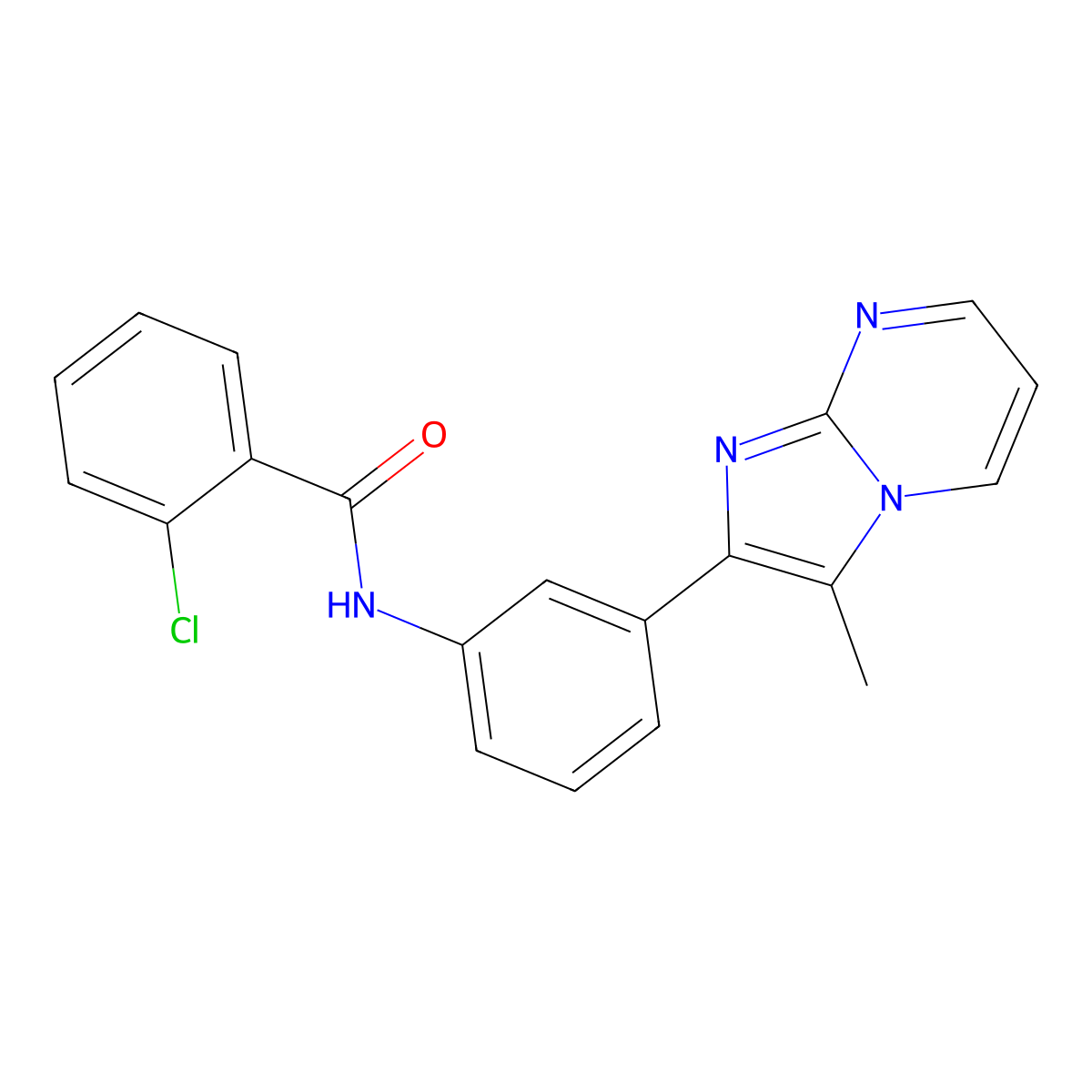 2-chloro-N-(3-(3-methylimidazo[1,2-a]pyrimidin-2-yl)phenyl)benzamide molecular structure, CAS 862811-72-1