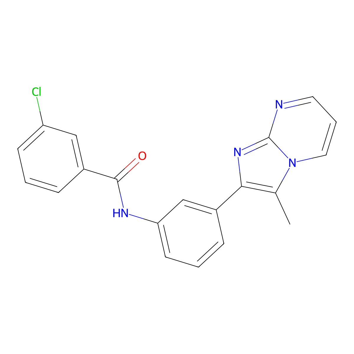 3-chloro-N-(3-{3-methylimidazo[1,2-a]pyrimidin-2-yl}phenyl)benzamide molecular structure, CAS 862811-73-2