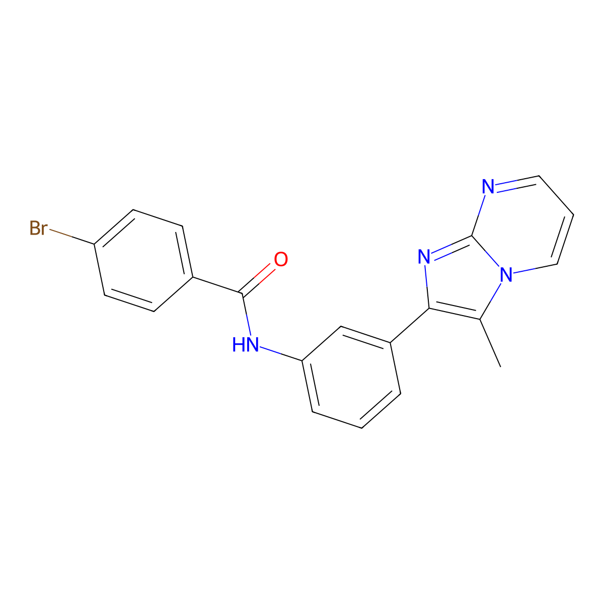 4-bromo-N-(3-(3-methylimidazo[1,2-a]pyrimidin-2-yl)phenyl)benzamide molecular structure, CAS 862811-74-3