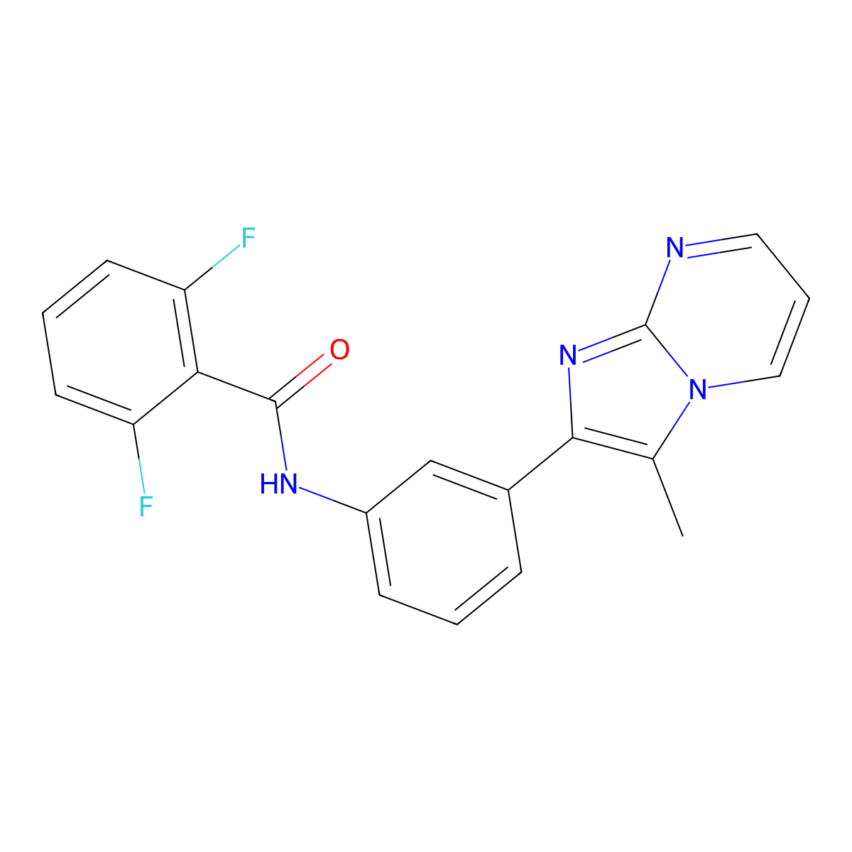 2,6-difluoro-N-(3-{3-methylimidazo[1,2-a]pyrimidin-2-yl}phenyl)benzamide molecular structure, CAS 862811-75-4