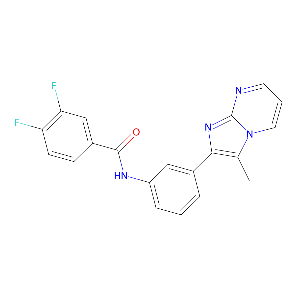 3,4-difluoro-N-[3-(3-methylimidazo[1,2-a]pyrimidin-2-yl)phenyl]benzamide molecular structure, CAS 862811-76-5