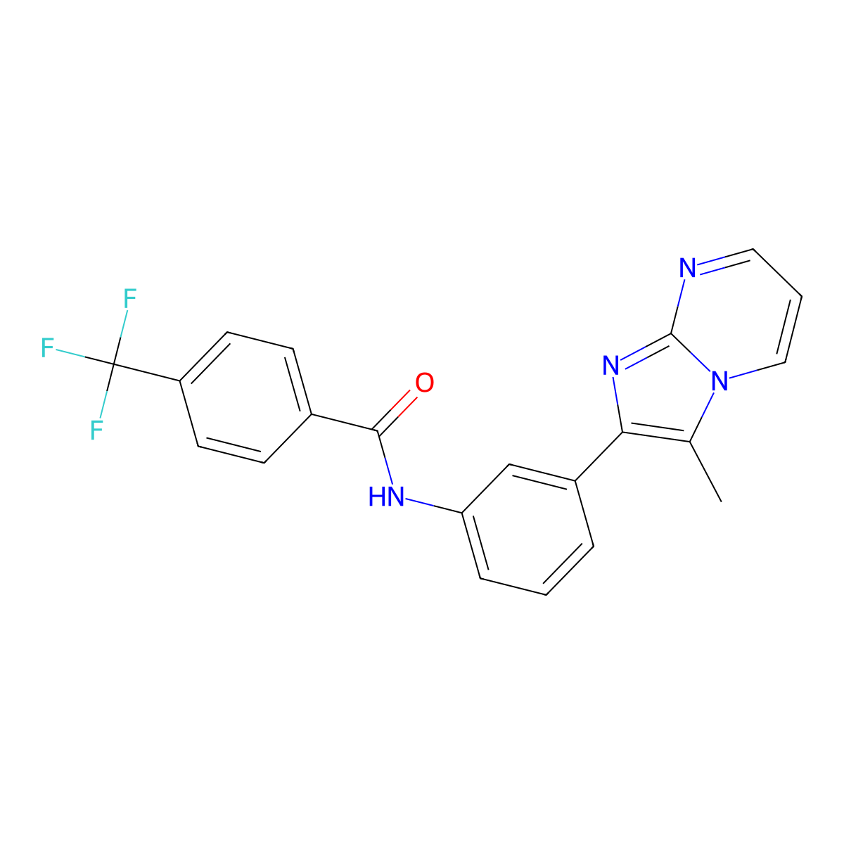 N-(3-{3-methylimidazo[1,2-a]pyrimidin-2-yl}phenyl)-4-(trifluoromethyl)benzamide molecular structure, CAS 862811-79-8