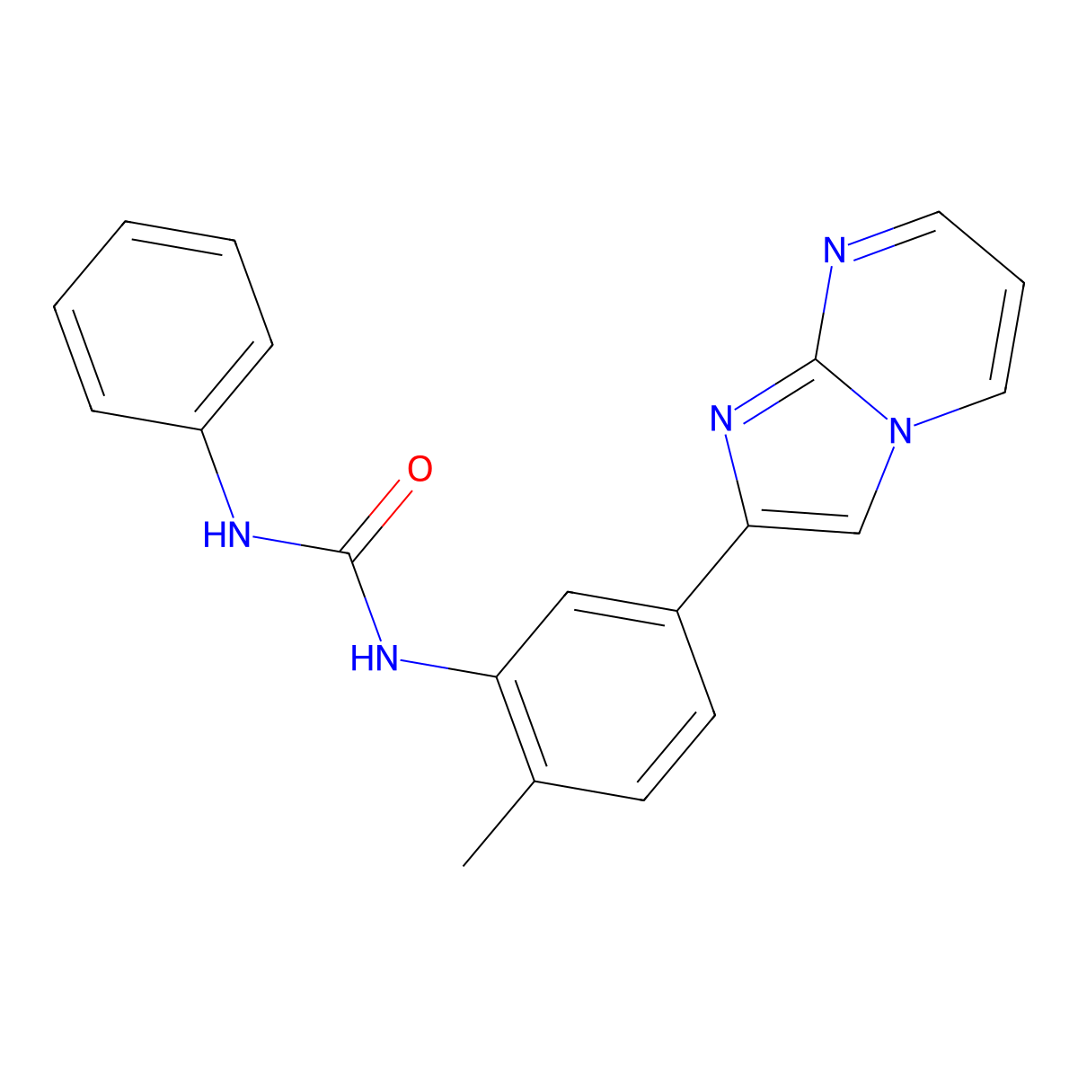 1-(5-(Imidazo[1,2-a]pyrimidin-2-yl)-2-methylphenyl)-3-phenylurea molecular structure, CAS 862811-91-4