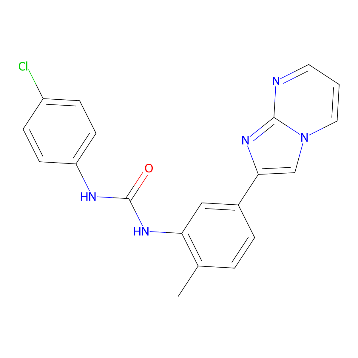 1-(4-Chlorophenyl)-3-(5-{imidazo[1,2-a]pyrimidin-2-yl}-2-methylphenyl)urea molecular structure, CAS 862811-93-6