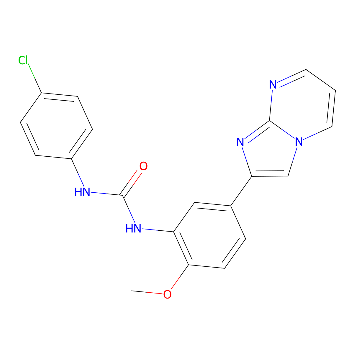 1-(4-Chlorophenyl)-3-(5-{imidazo[1,2-a]pyrimidin-2-yl}-2-methoxyphenyl)urea molecular structure, CAS 862811-96-9