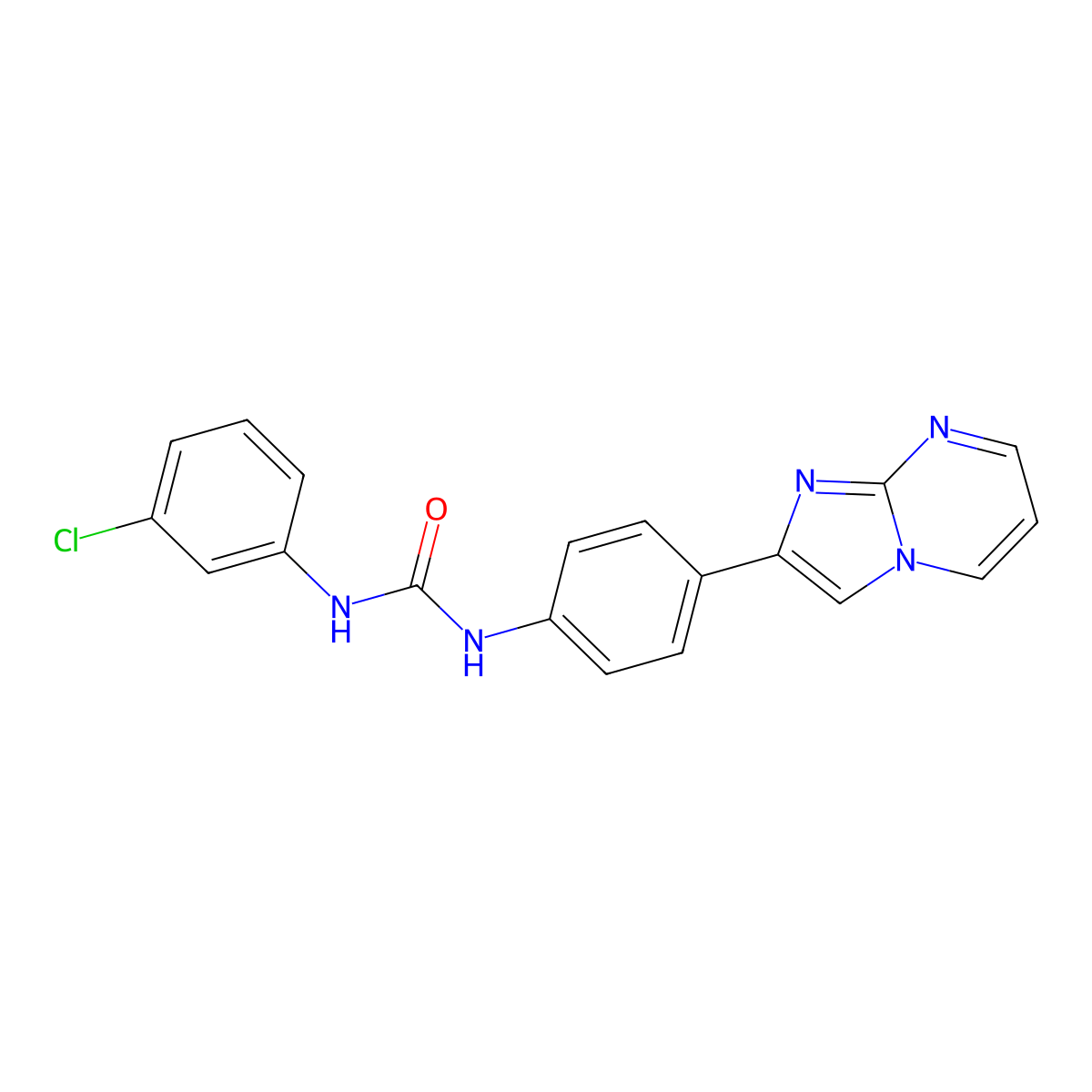 1-(3-Chlorophenyl)-3-(4-(imidazo[1,2-a]pyrimidin-2-yl)phenyl)urea molecular structure, CAS 862811-98-1