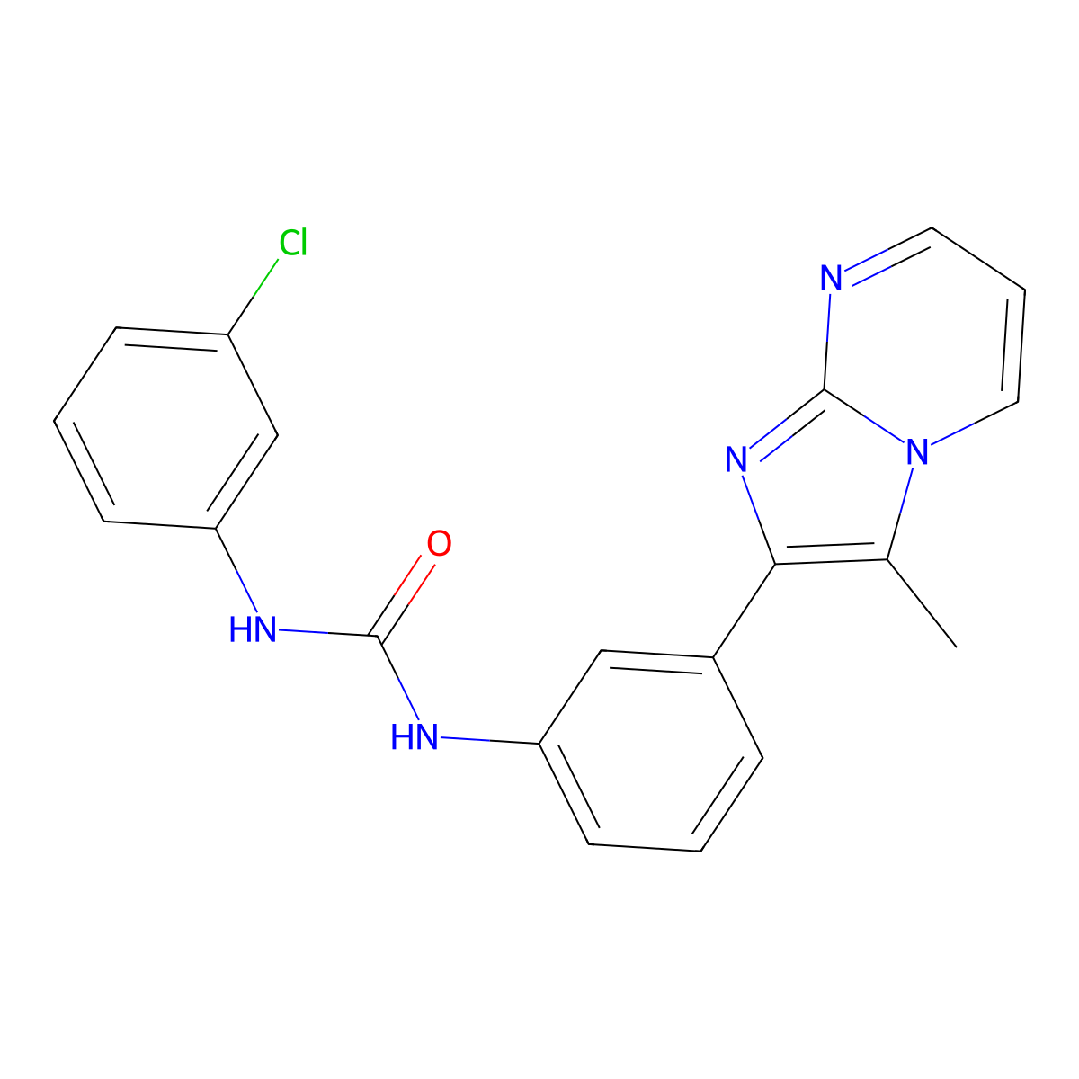 1-(3-Chlorophenyl)-3-(3-{3-methylimidazo[1,2-a]pyrimidin-2-yl}phenyl)urea molecular structure, CAS 862812-01-9