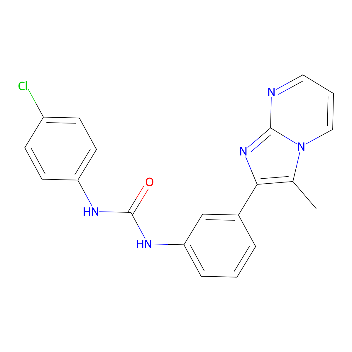 1-(4-Chlorophenyl)-3-(3-(3-methylimidazo[1,2-a]pyrimidin-2-yl)phenyl)urea molecular structure, CAS 862812-02-0