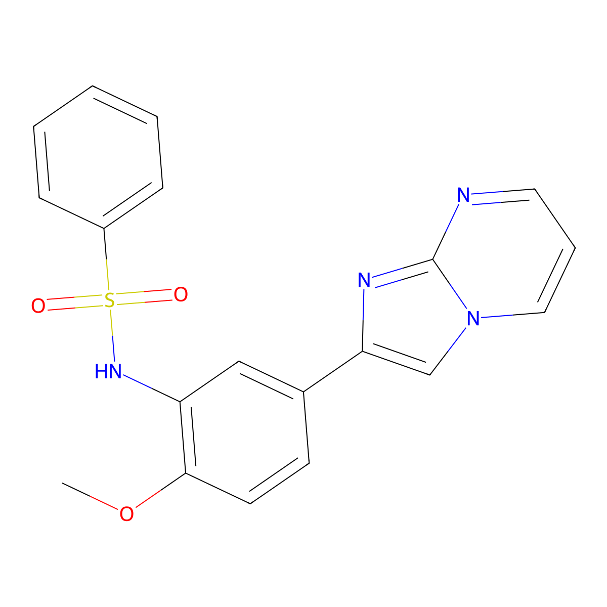 N-(5-(imidazo[1,2-a]pyrimidin-2-yl)-2-methoxyphenyl)benzenesulfonamide molecular structure, CAS 862812-09-7
